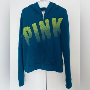 PINK Victoria’s Secret Full-Zip Hoodie Medium Teal Blue